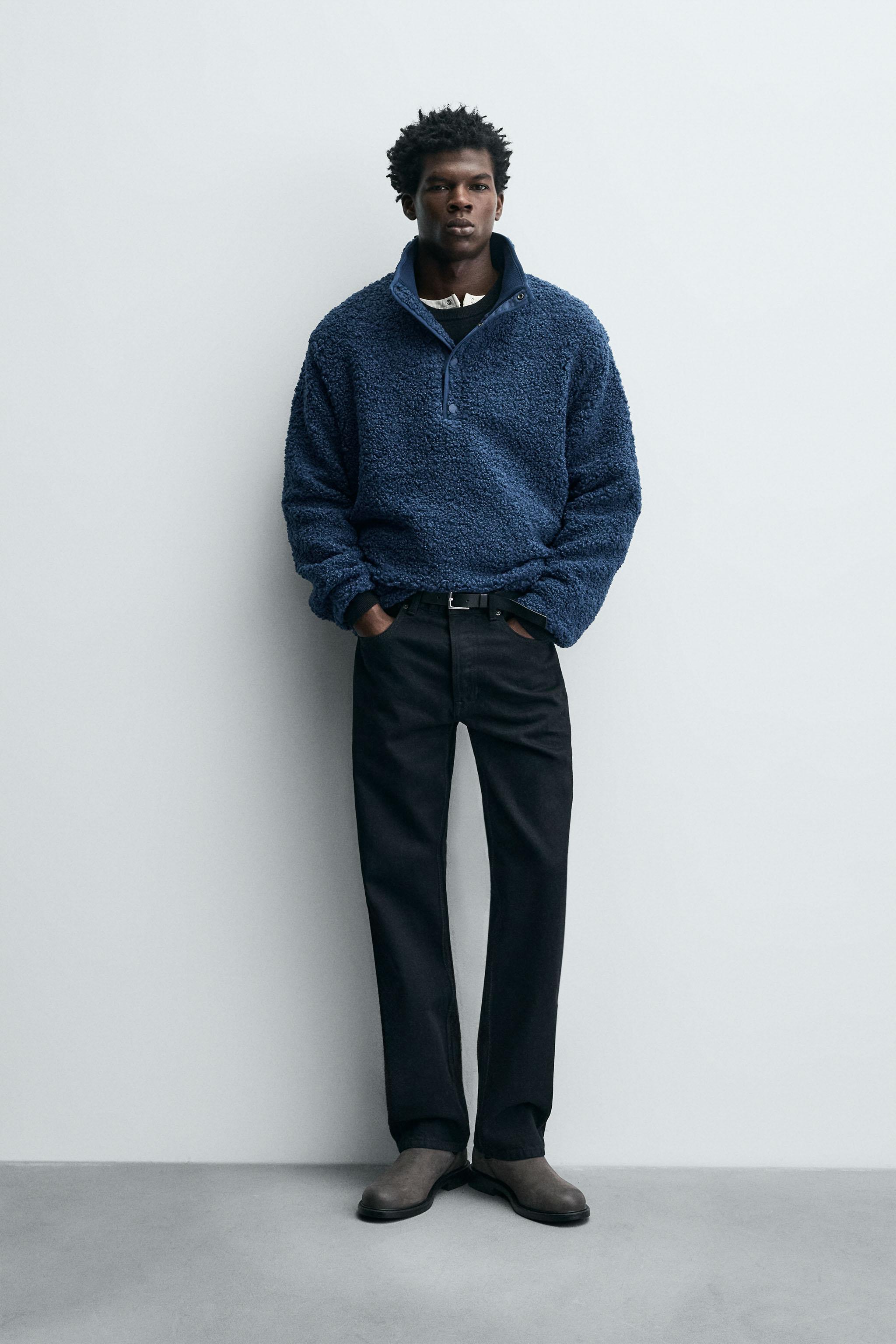 フリースフェイクファースウェットシャツ - ブルー | ZARA Japan / 日本