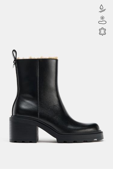 BOTTINES EN CUIR WATER REPELLENT - Noir de Zara - Image 7