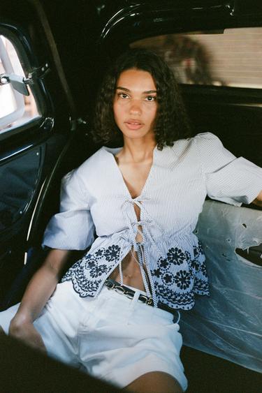 Z1975 DENIM SHORTS WITH DARTS AND BELT - White by Zara