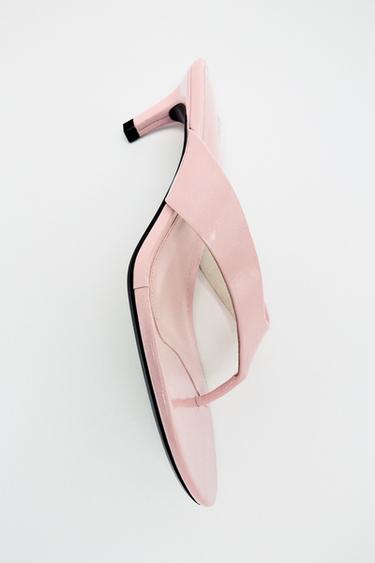 SANDALIA TACÓN PIEL - Rosa de Zara