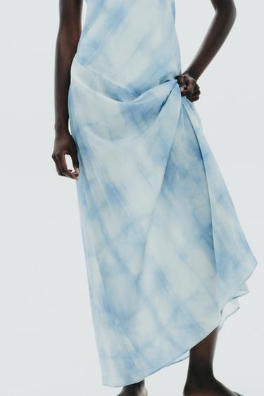 HALTER TIE-DYE DRESS - Sky blue by Zara - Image 3