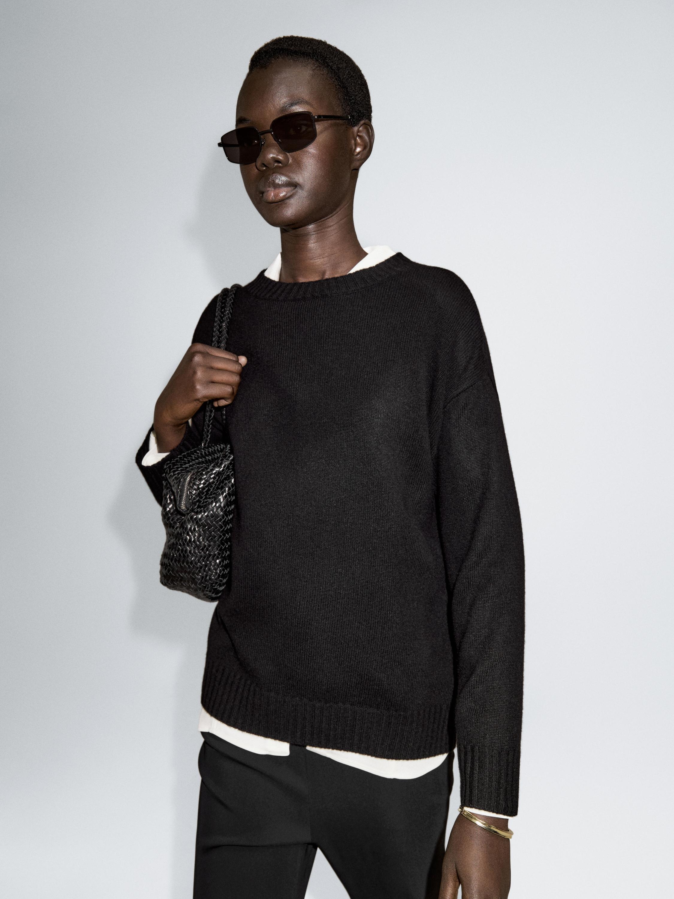 Wool blend crew neck sweater