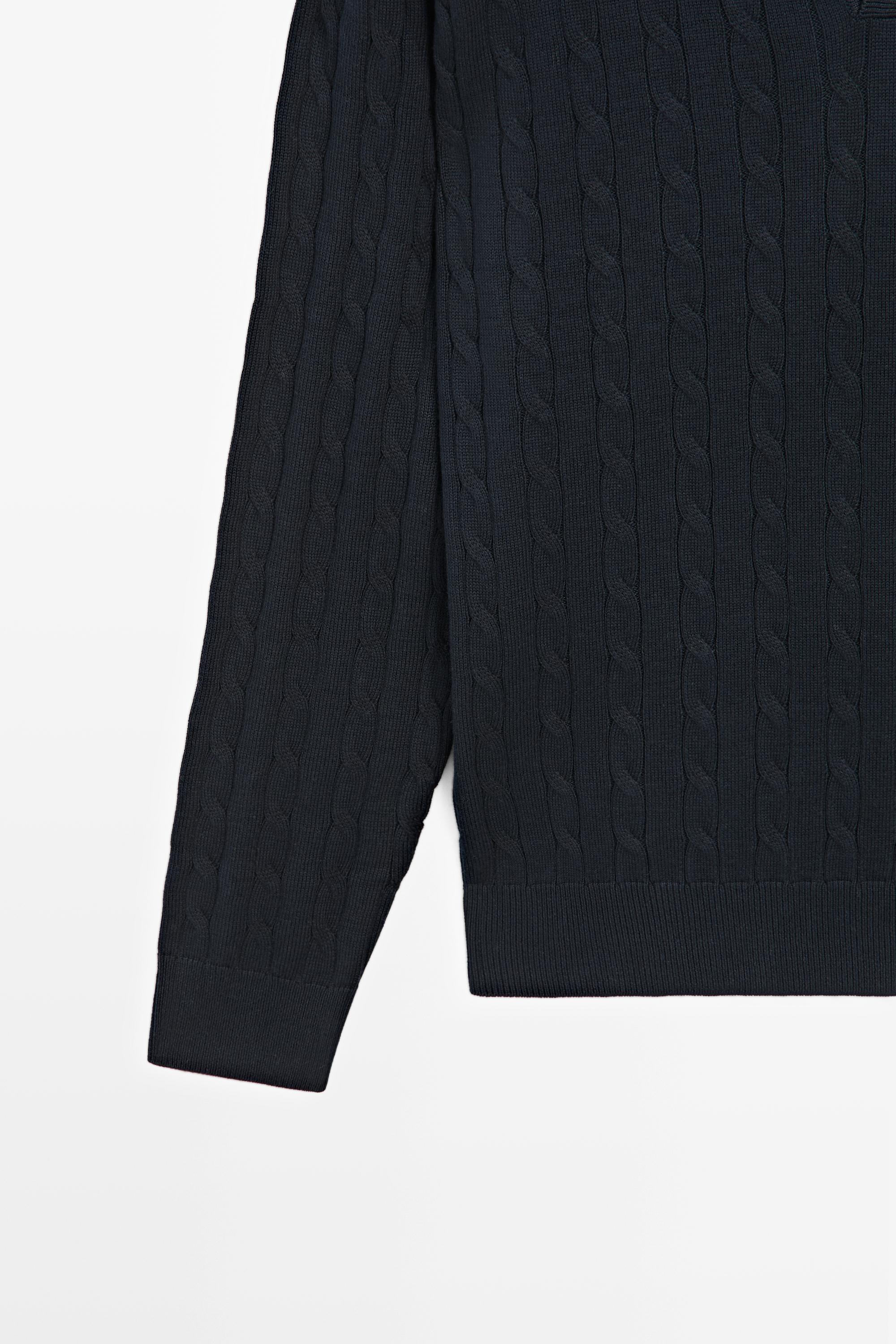 Pull polo en maille tressée 100 % coton