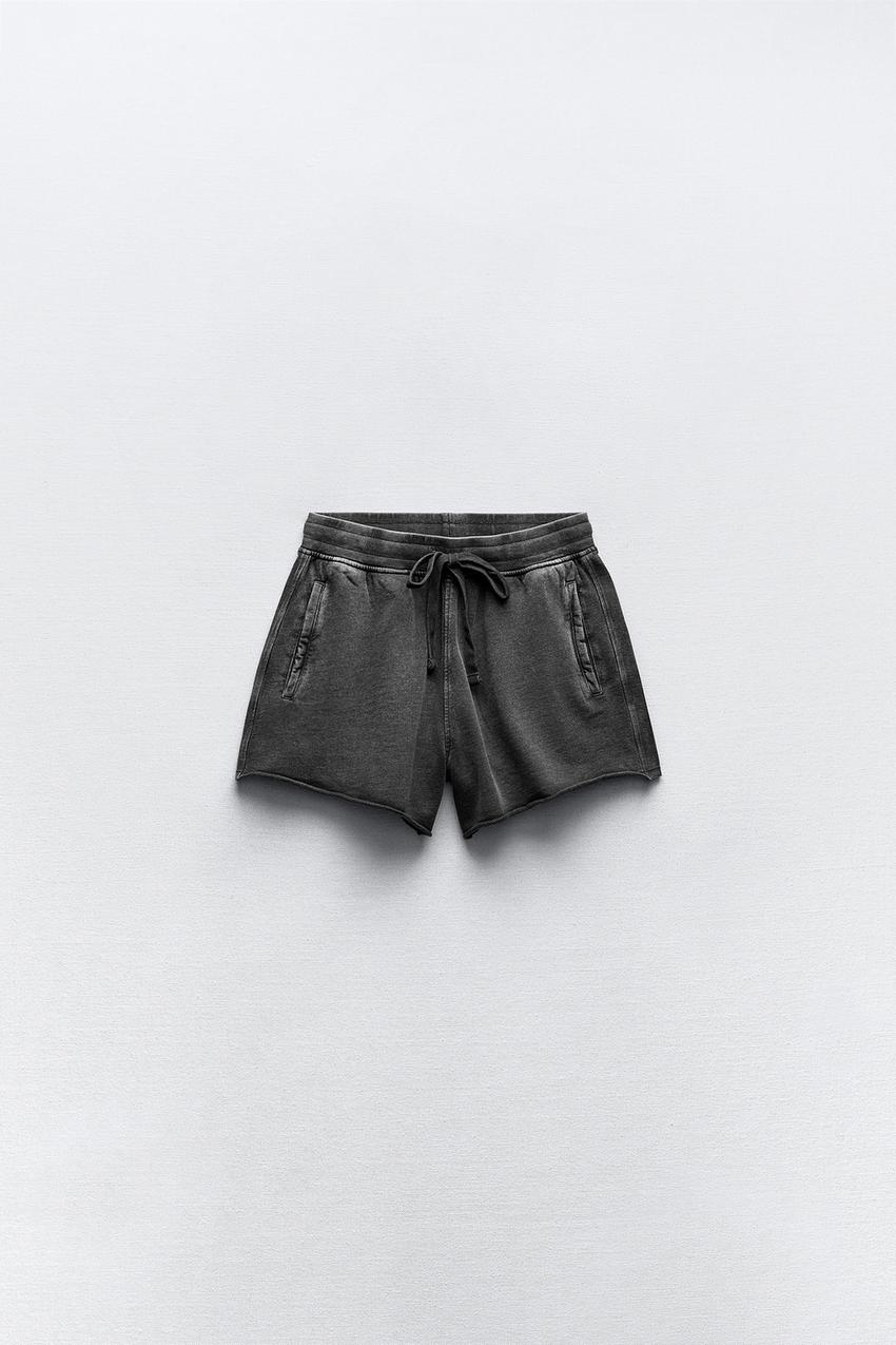 DOUBLE FABRIC SHORTS WITH A HIGH WAIST - Black