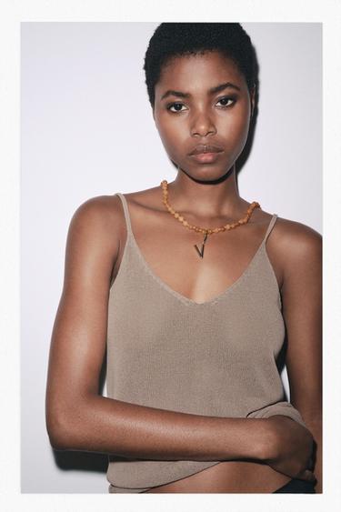 STONE BEAD NECKLACE - Orange by Zara