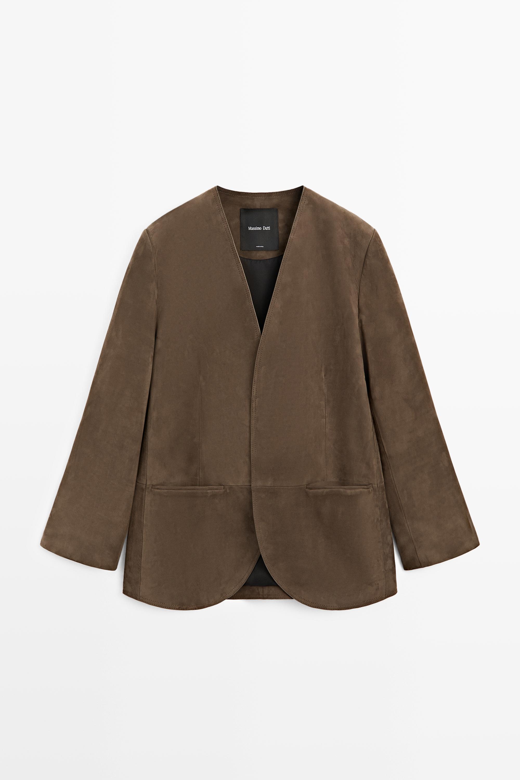 Blazer en cuir et daim