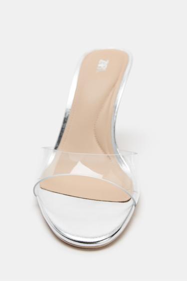 LAMINATED VINYL HEEL SANDALS - Silver by Zara - Image 2