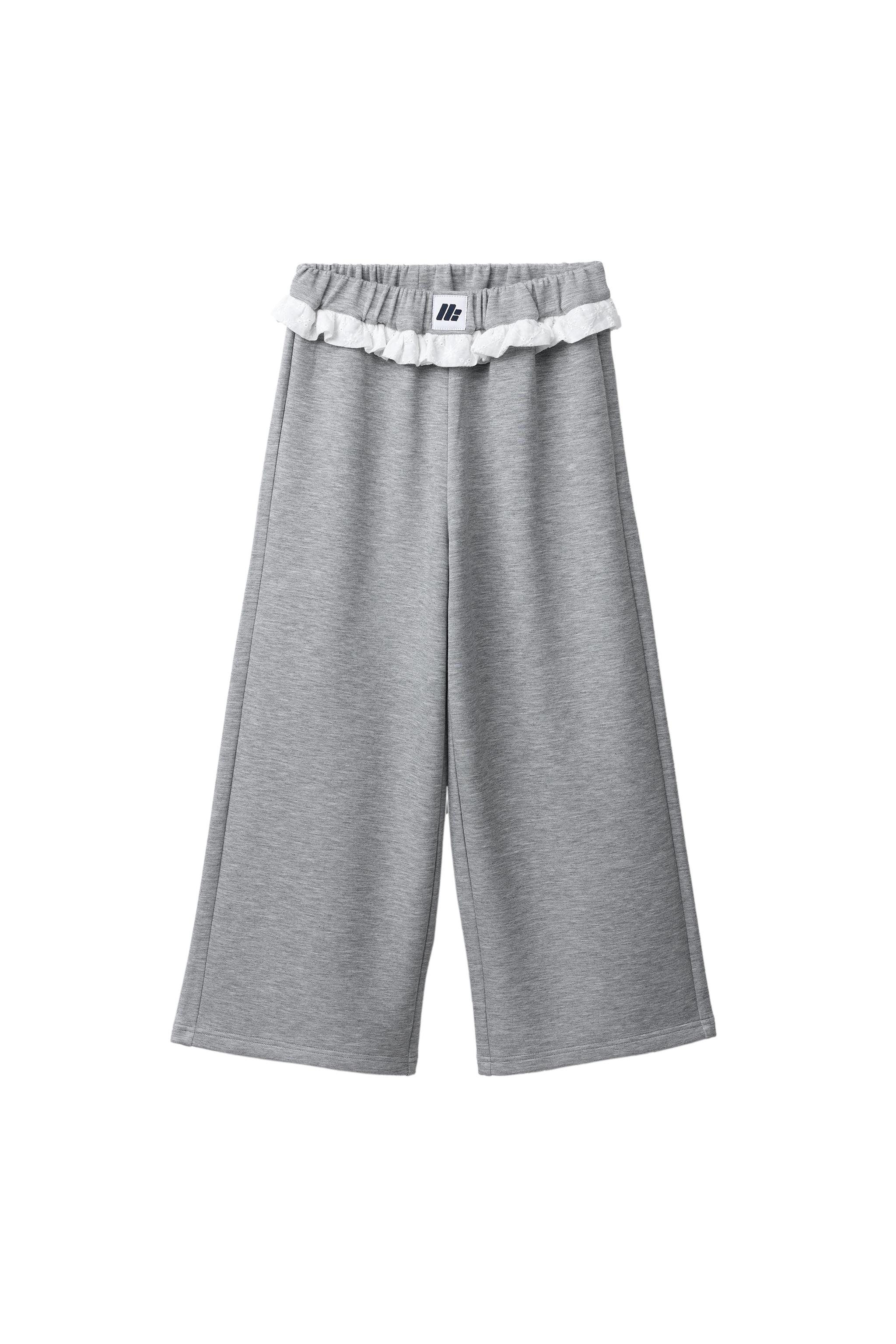 レーストリムとラベルタグ付きストレートパンツ - グレーマール | ZARA