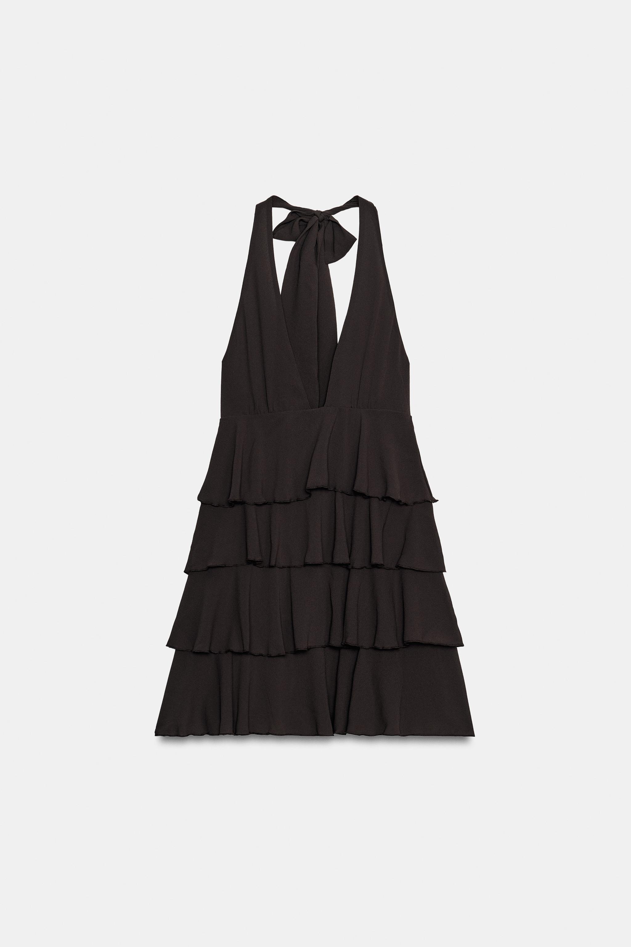 HALTER MINI DRESS WITH RUFFLES