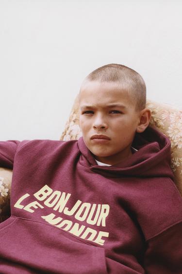 FLOCK SLOGAN HOODIE - Burgundy by Zara