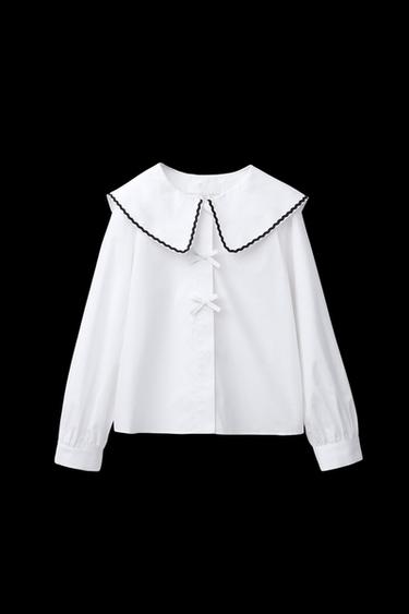 HEMDBLUSE MIT BUBIKRAGEN UND WELLENMUSTER - Weiß von Zara - Bild 0