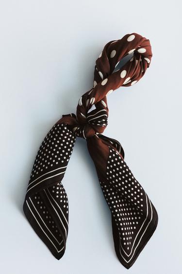 FOULARD IMPRIMÉ À POIS - Marron de Zara - Image 1