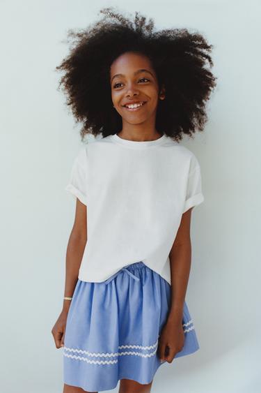 Zara WAVY TRIM SKORT - Indigo