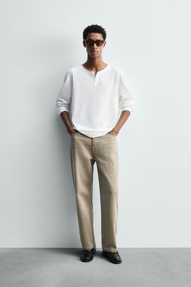 BUTTON NECK T-SHIRT - White by Zara - Image 0