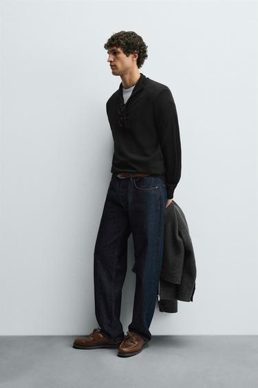 100% WOOL QUARTER-ZIP SWEATER - Black by Zara - Image 3