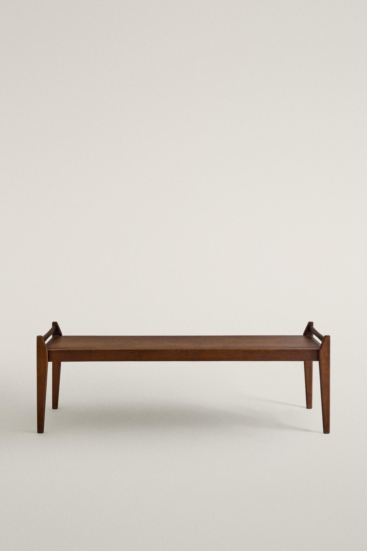 LONG WOODEN BENCH — Brown