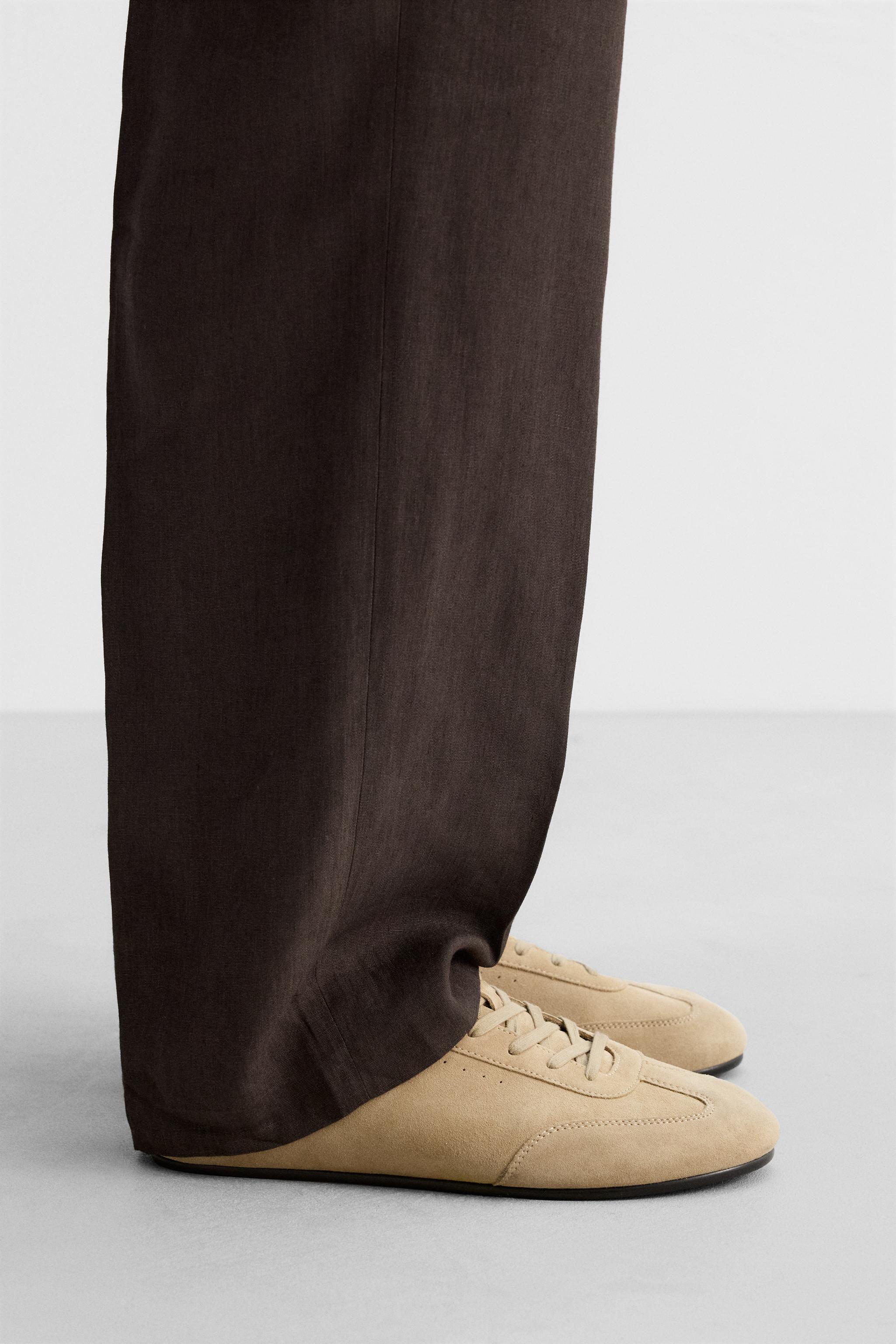 リアルレザー限定版スニーカー - サンドブラウン | ZARA Japan リアルレザー限定版スニーカー - サンドブラウン | ZARA Japan