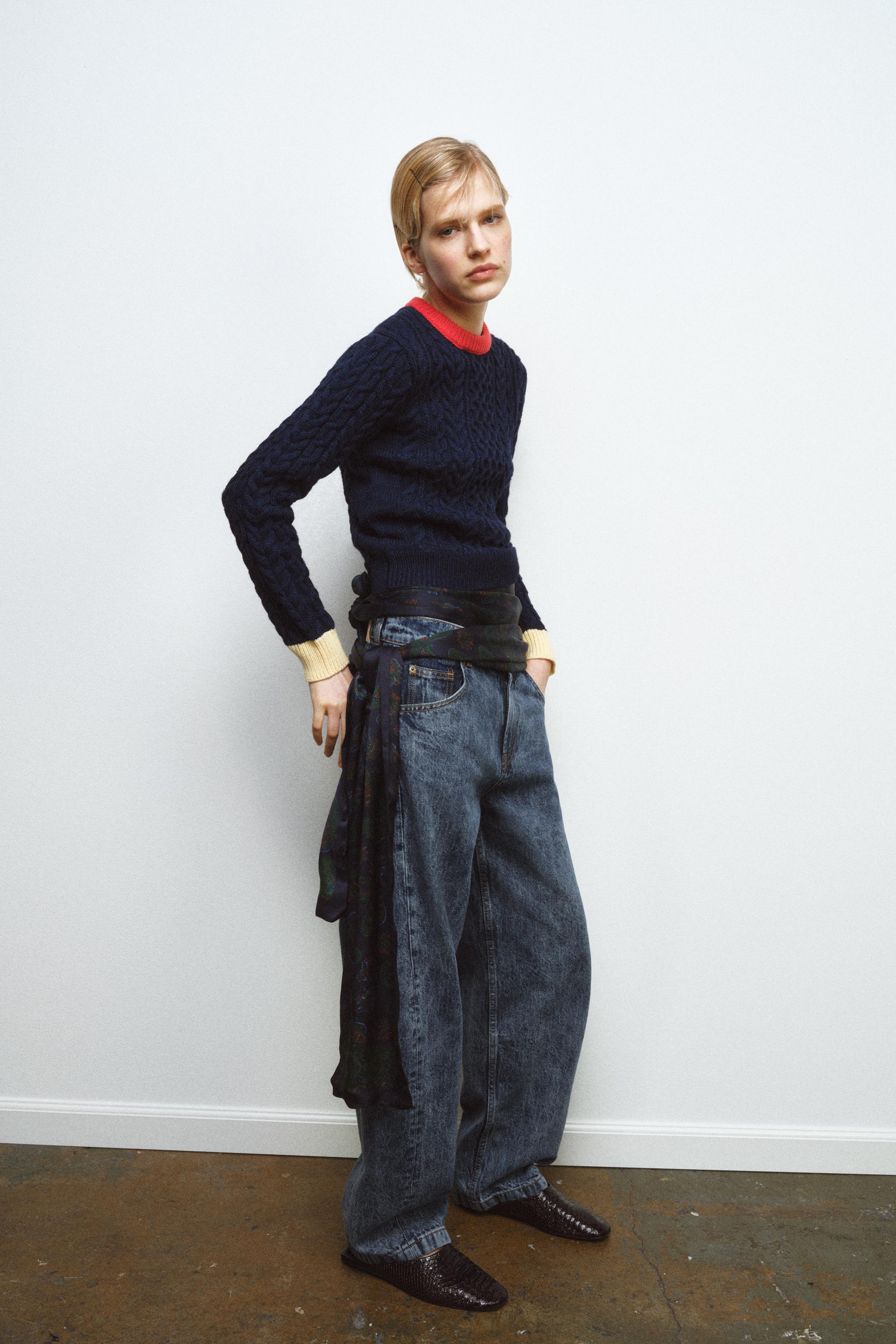 ZARA  カラーブロックニットセーター M ケーブルニットカラーブロックセーター - マルチカラ― | ZARA Japan / 日本