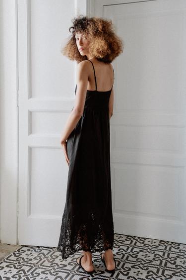 ROBE MIDI BRODÉE - Noir de Zara - Image 3