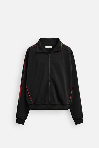 JAKET RETRO SEPAK BOLA - Hitam dari Zara