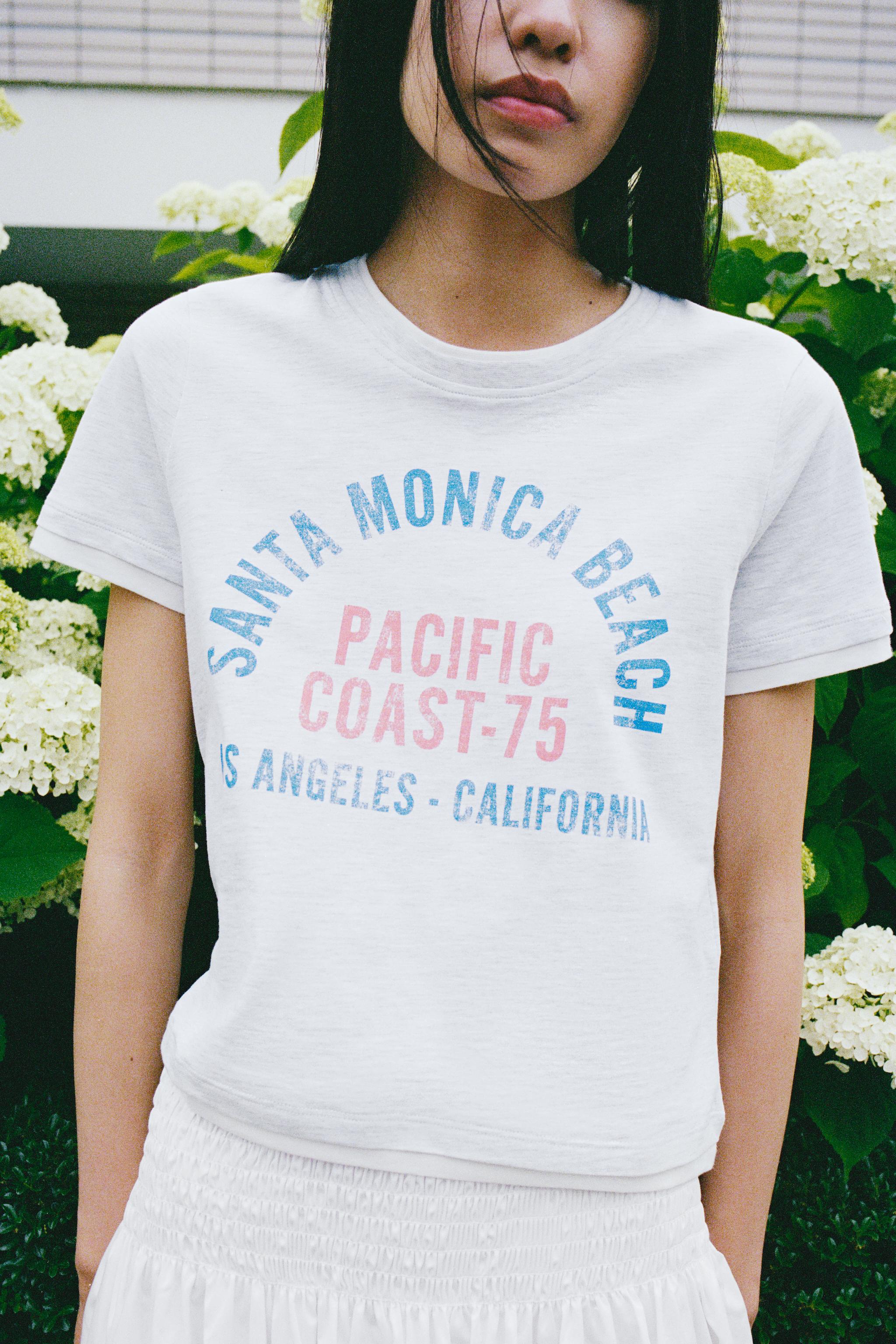 ダブルエフェクトテキストTシャツ - グレー | ZARA Japan / 日本