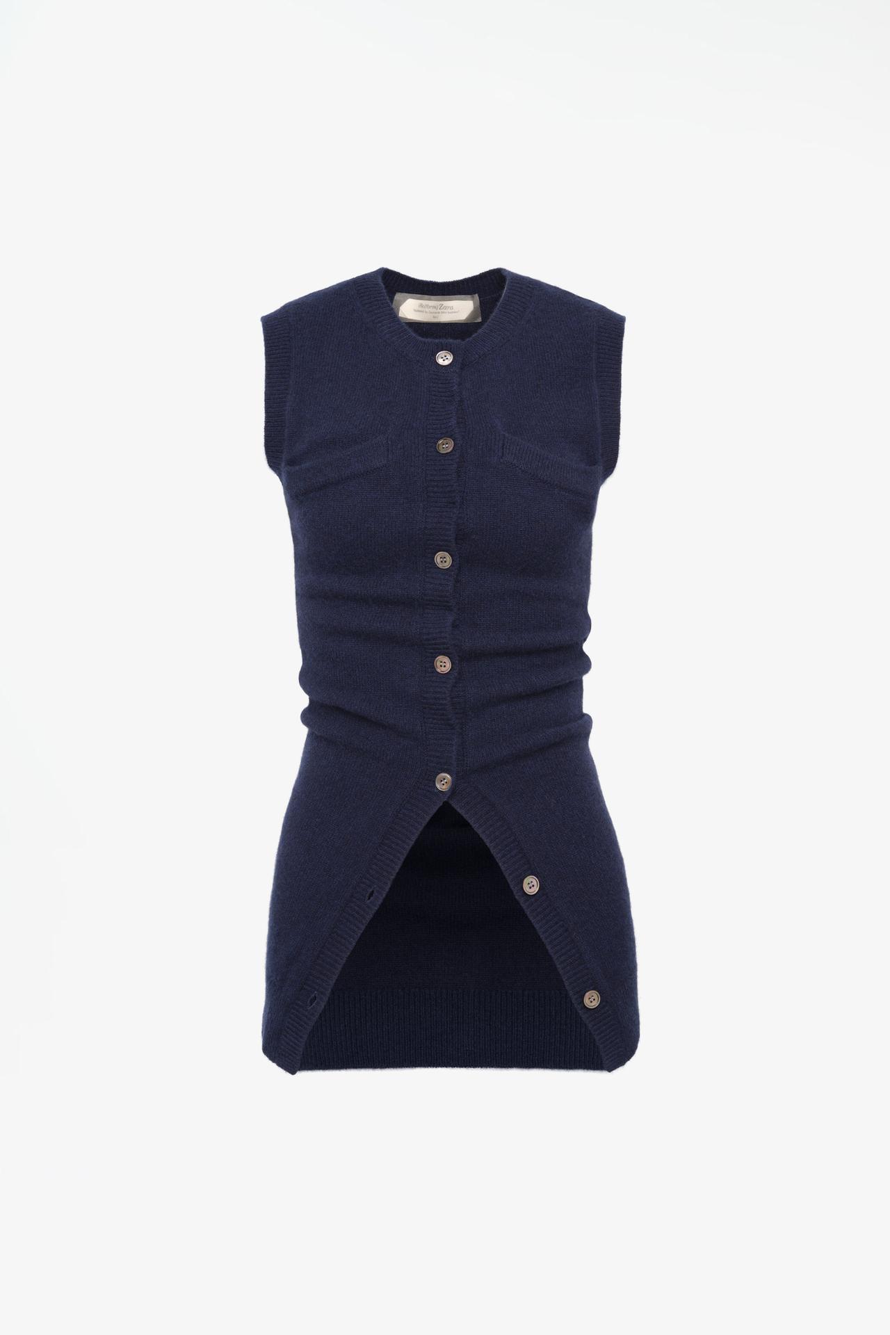 LIMITED EDITION 100% CASHMERE KNIT VEST — Navy blue