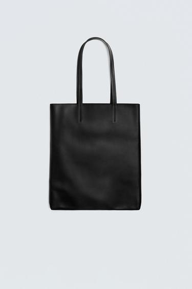 LEATHER TOTE BAG - Black by Zara