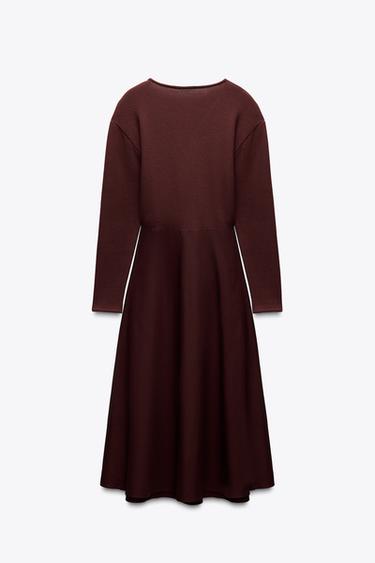 ROBE BIMATIÈRE À BROCHES - Aubergine de Zara - Image 3