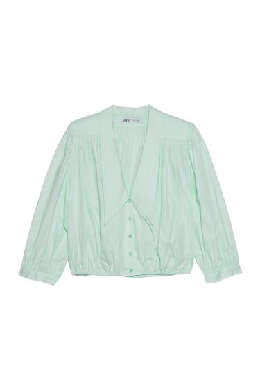 GATHERED SHIRT WITH SHOULDER PADS