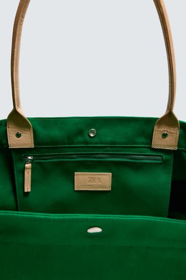 SAC SHOPPER DÉTAILS CUIR AARON LEVINE X ZARA - Vert de Zara - Image 4