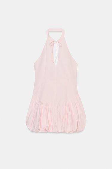 SHORT POPLIN HALTER BALLOON DRESS - Light pink by Zara - Image 2
