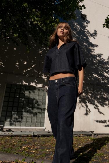BARREL TRF JEANS MED HØJ TALJE - mørk indigo fra Zara - Billede 0