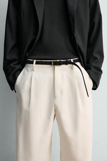 Zara SPLIT LEATHER BELT - Black - Image 0