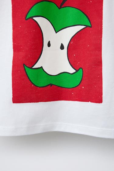 APPLE PRINT T-SHIRT - Oyster-white by Zara - Image 3