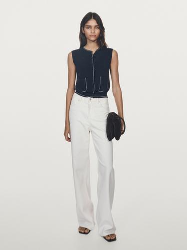 Chaleco punto detalle bolsillos - Azul de Zara