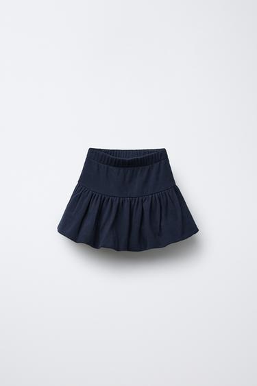 Zara BALLOON PIQUÉ KNIT SKIRT - Navy blue - Image 0