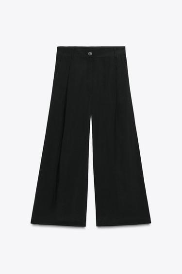 УКОРОЧЕННЫЕ БРЮКИ С ЗАЩИПАМИ — ZW COLLECTION — ЧЕРНЫЙ от Zara