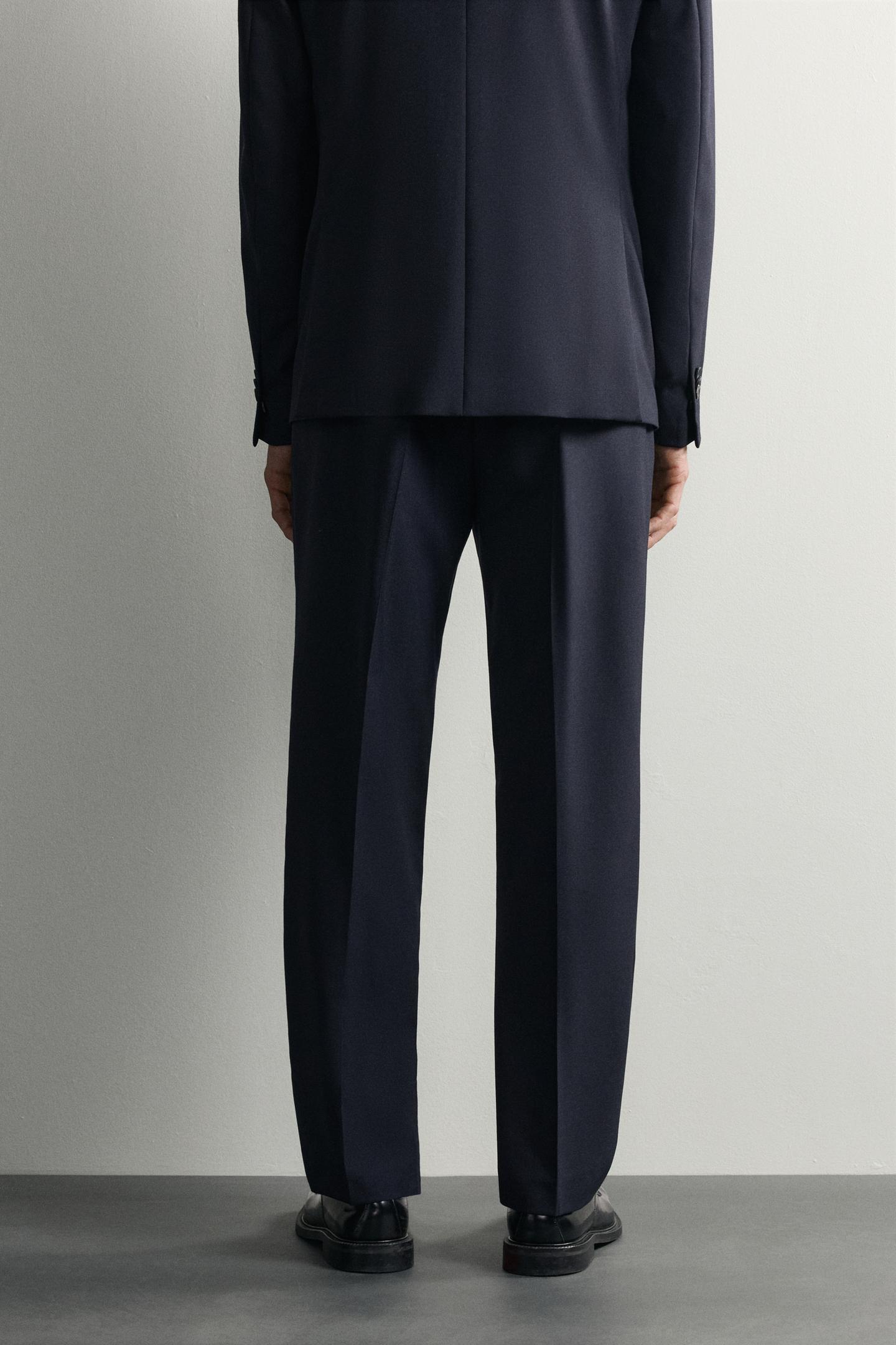 Мужские брюки Zara 100% Wool Suit, цвет: Тёмно-синий — фото 3