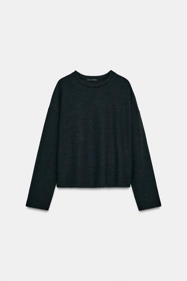 TOP SOFT MANGA LARGA - gris antracita de Zara