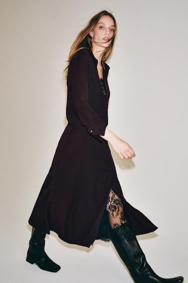 ZW COLLECTION LINGERIE-STYLE WRAP DRESS - Dark burgundy by Zara