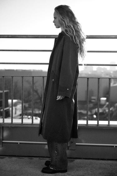 WAXED TRENCH COAT WITH CORDUROY COLLAR - Moss green by Zara - Image 2