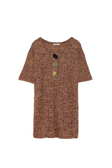 RIBBED T-SHIRT WITH BUTTONS