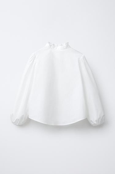 SHIRT WITH RHINESTONE BUTTON - White by Zara - Image 1
