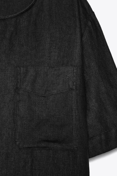 TOP LINO MANGA CORTA ZW COLLECTION - Negro de Zara