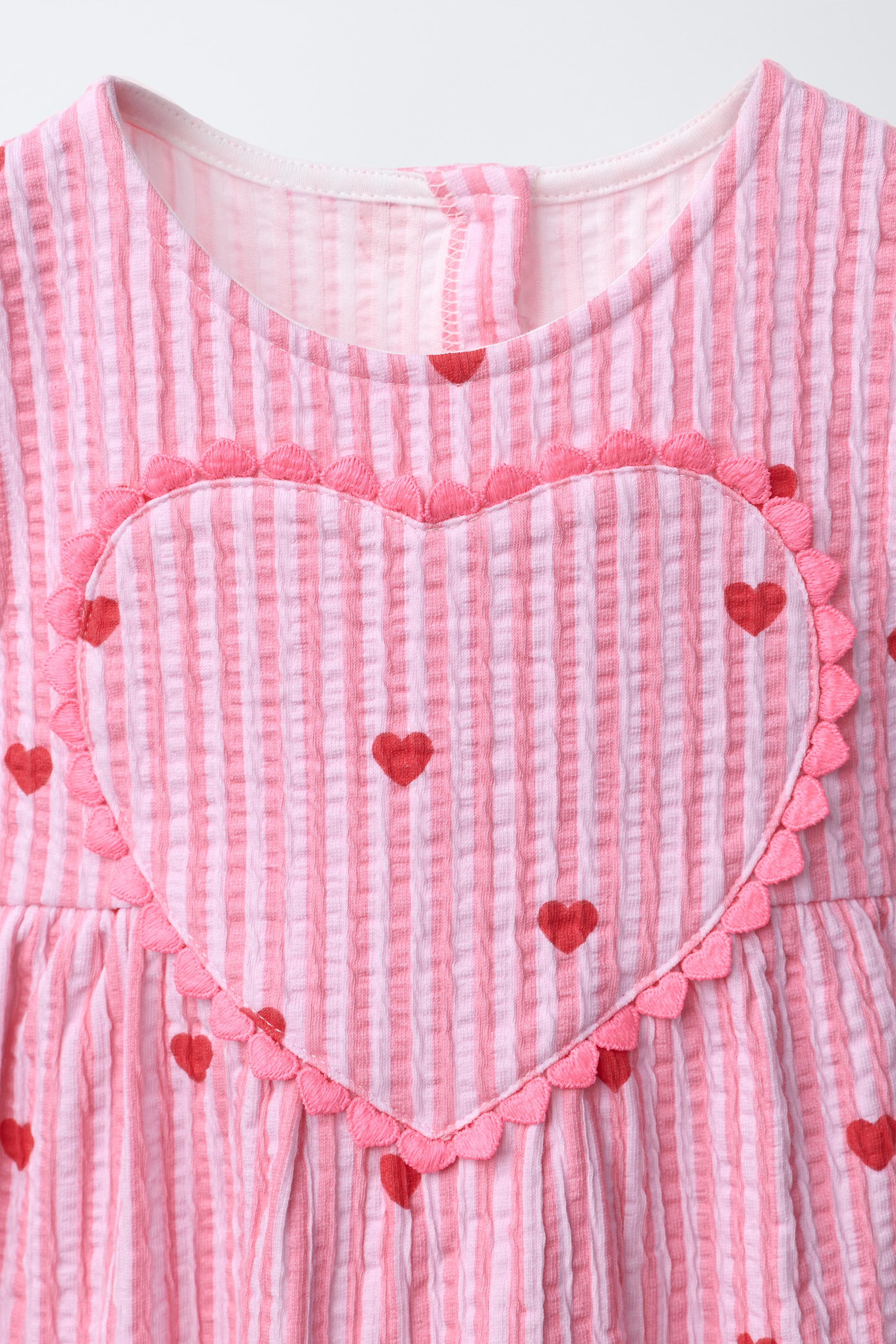 STRIPED HEART PRINT DRESS