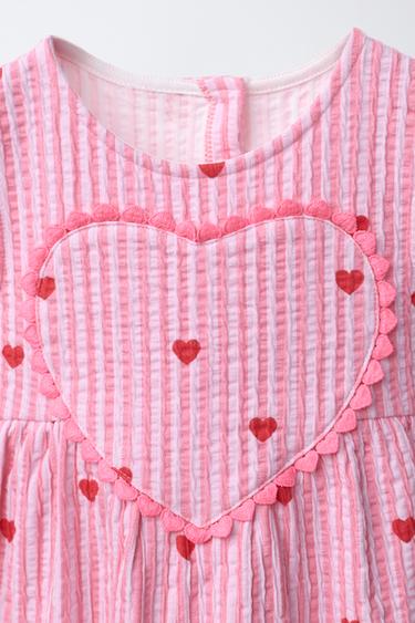 ROBE IMPRIMÉ À RAYURES CŒURS - Fuchsia de Zara - Image 2