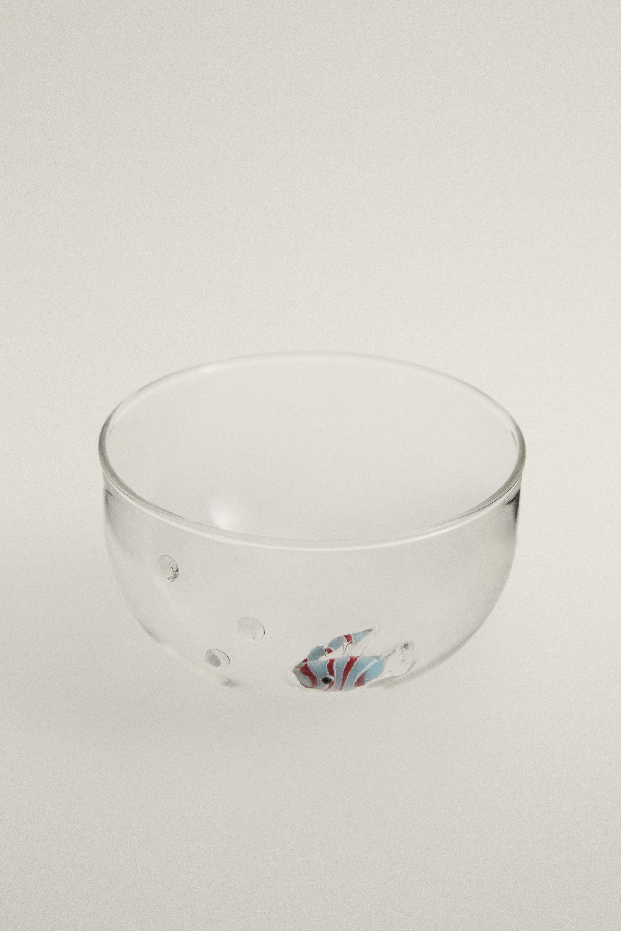 FISH AND BUBBLE BOROSILICATE GLASS BOWL — Blue