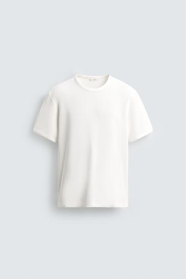 T-SHIRT STRUCTURE WAFFLE - Blanc cassé de Zara