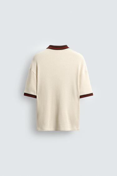 RETRO FOOTBALL TEXTURED POLO SHIRT - Oyster-white by Zara - Image 7