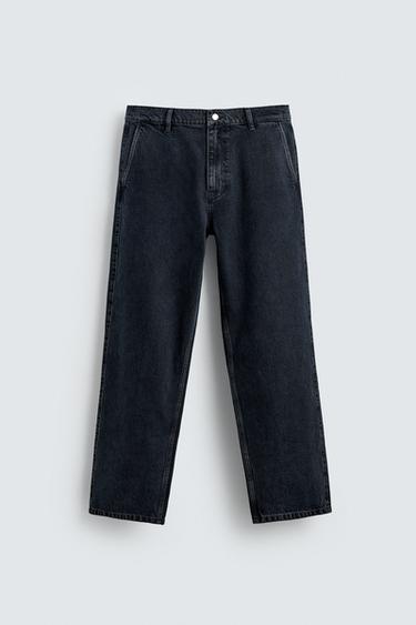 QUẦN CHINO DENIM DÁNG SUÔNG - Màu xanh hải quân đậm từ Zara